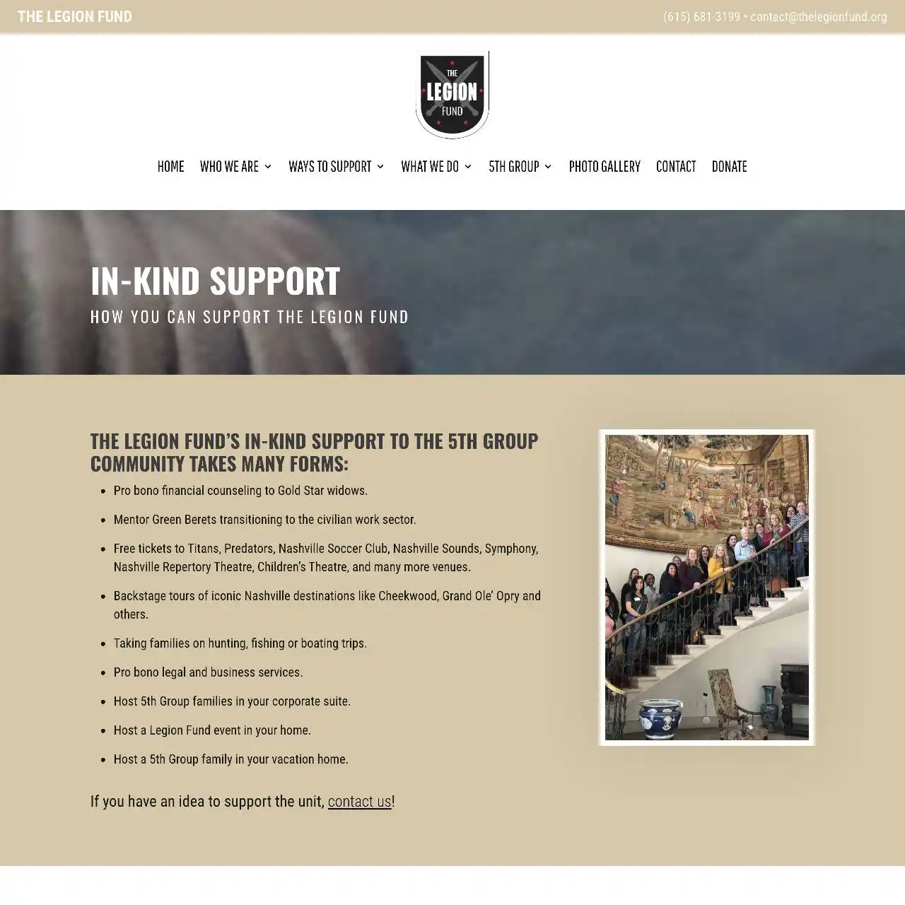 https thelegionfund.org ways to support in kind