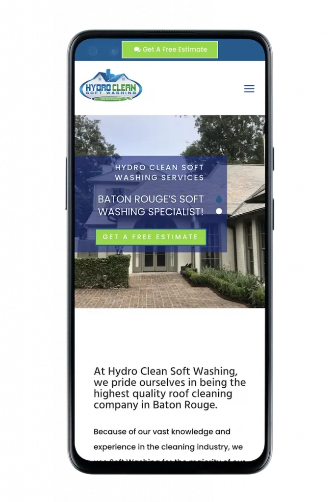 hydro clean soft washing website redesign project mobile responsive
