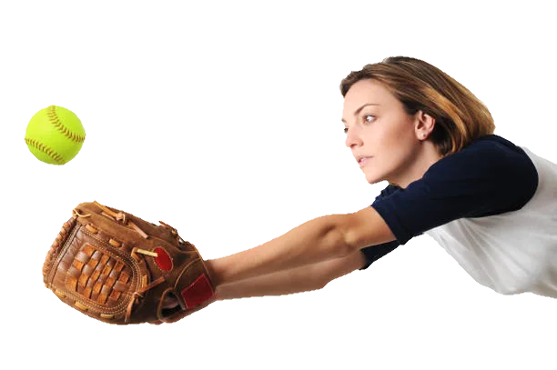 isolated softball player catching ball
