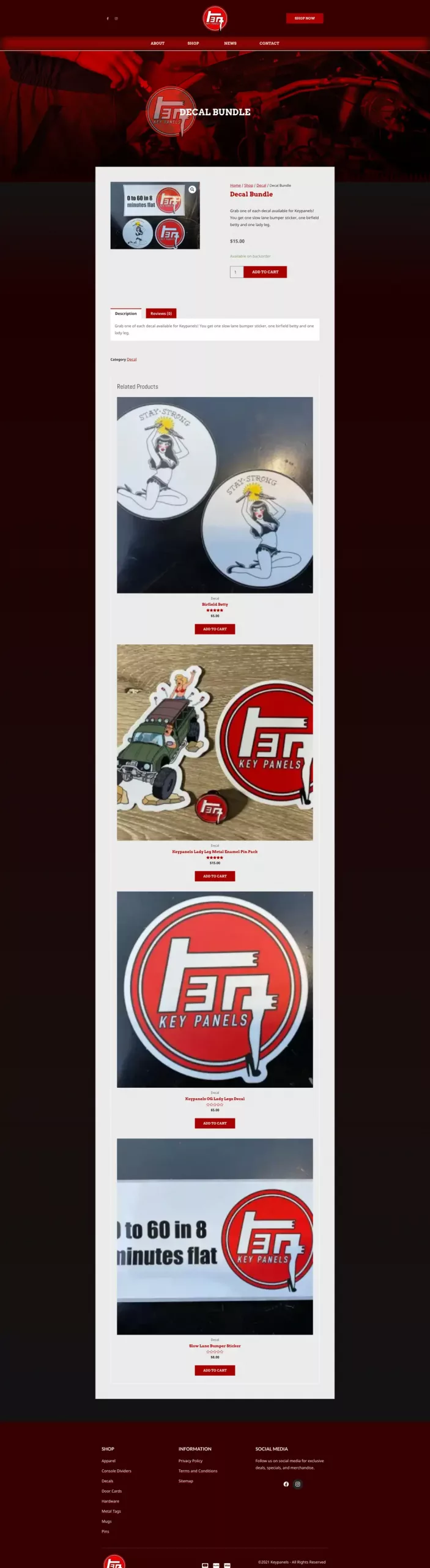 keypanels ecommerce website decal product capture