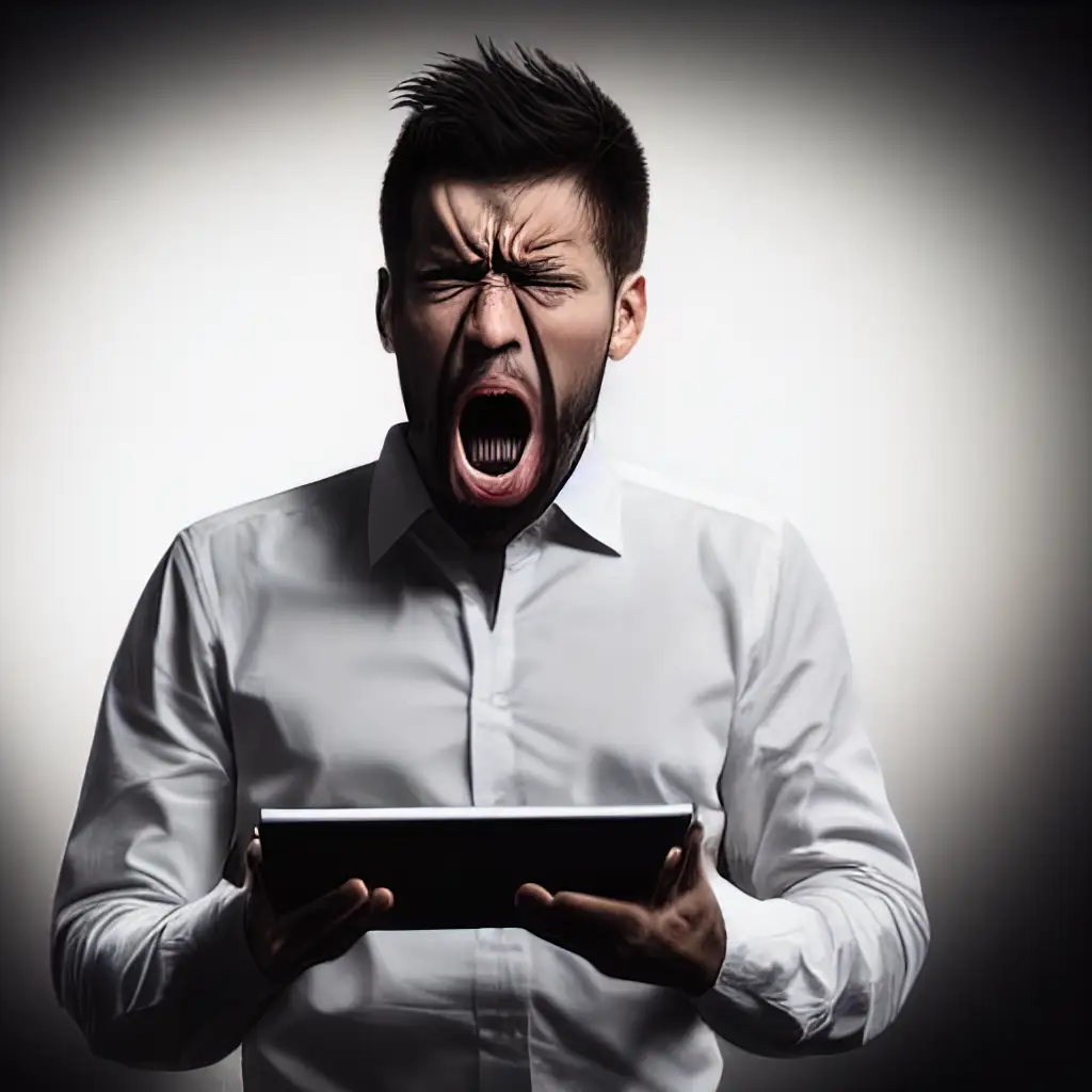 man aggravated with receiving spammy cold emails