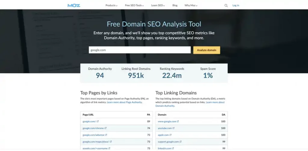 moz domain authority
