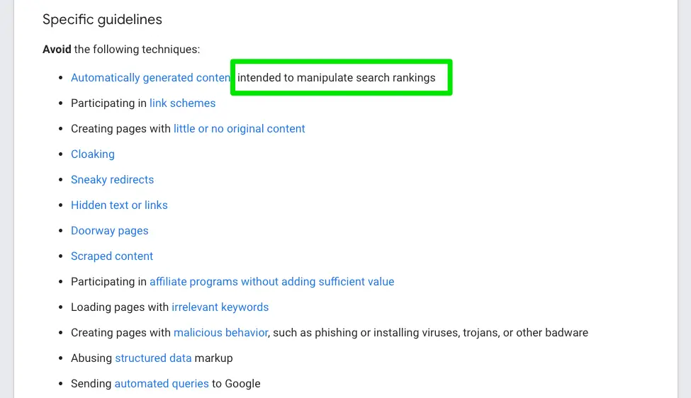 new google guidelines that dont forbid ai content