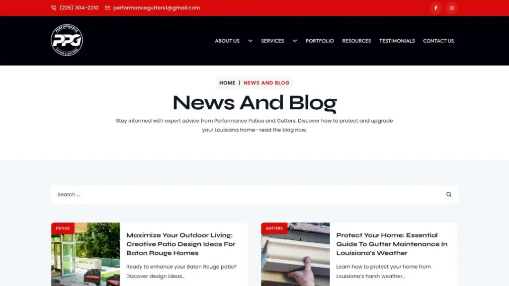 new https performancepatioandgutters.com news blog
