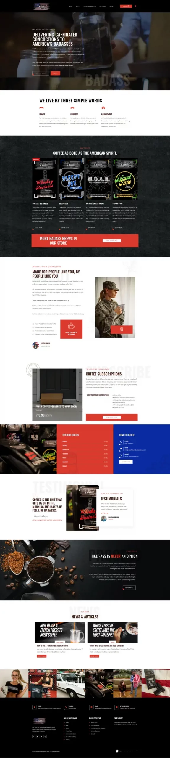 red white badass brew new website redesign