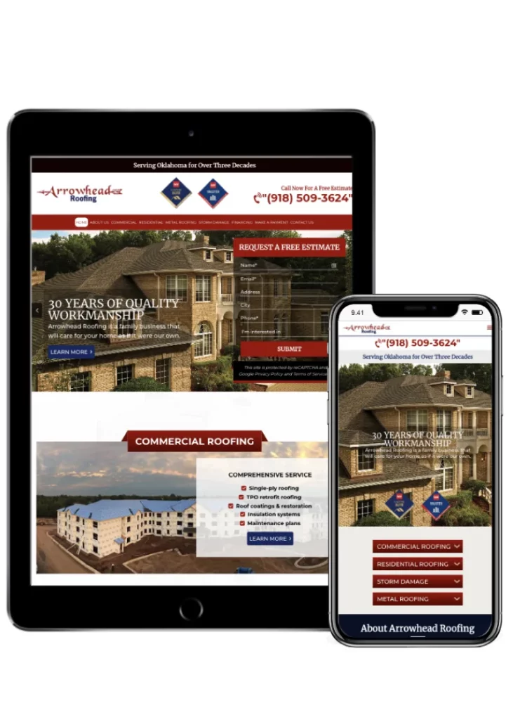 roofing contractor website design mockup