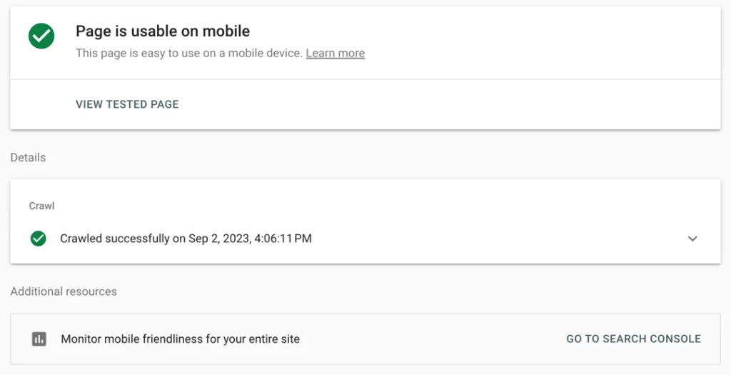 roofing contractor website mobile optimized test result