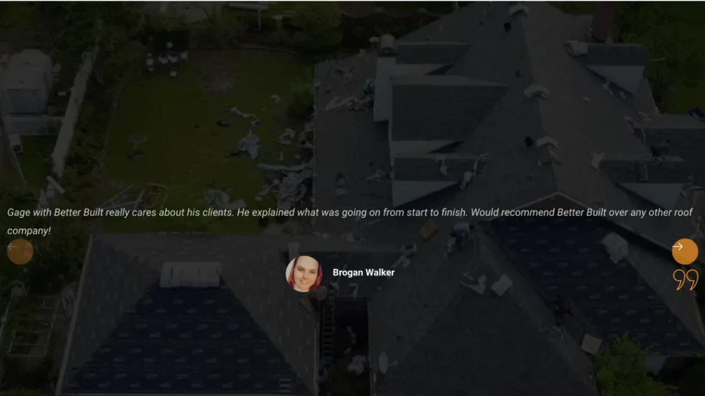 roofing contractor website testimonial example