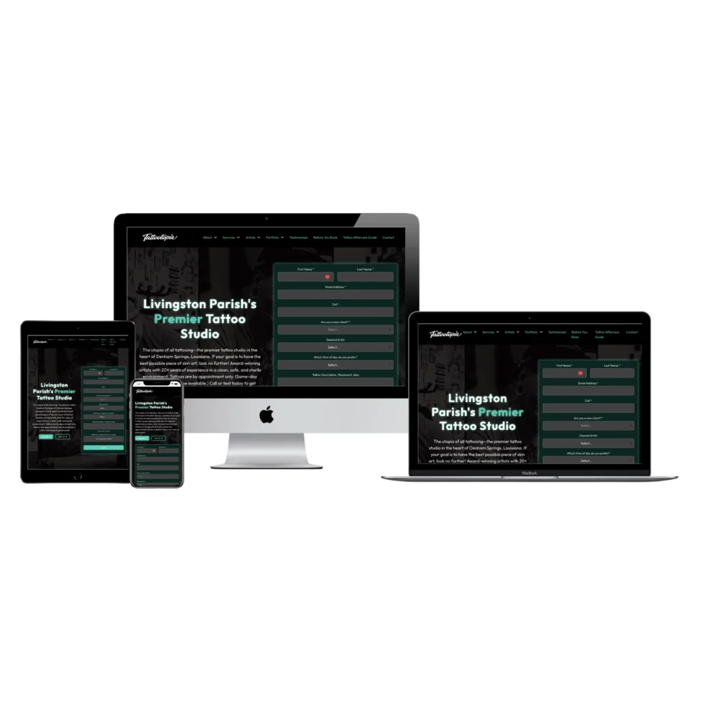 tattootopia website design multiple responsive devices
