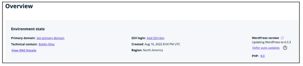 view php version on wpengine