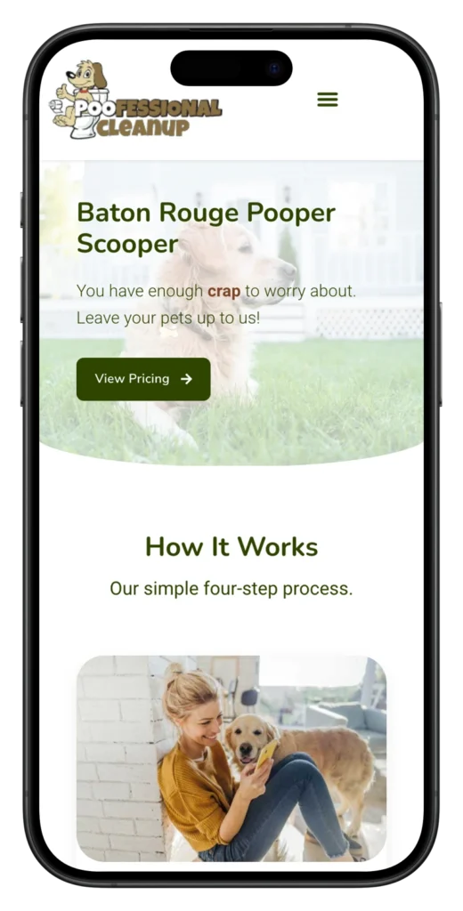 website design for pet waste company poofessional cleanup