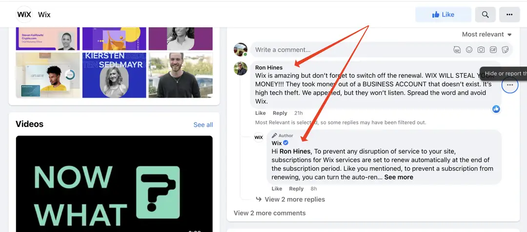 wix brand social media facebook