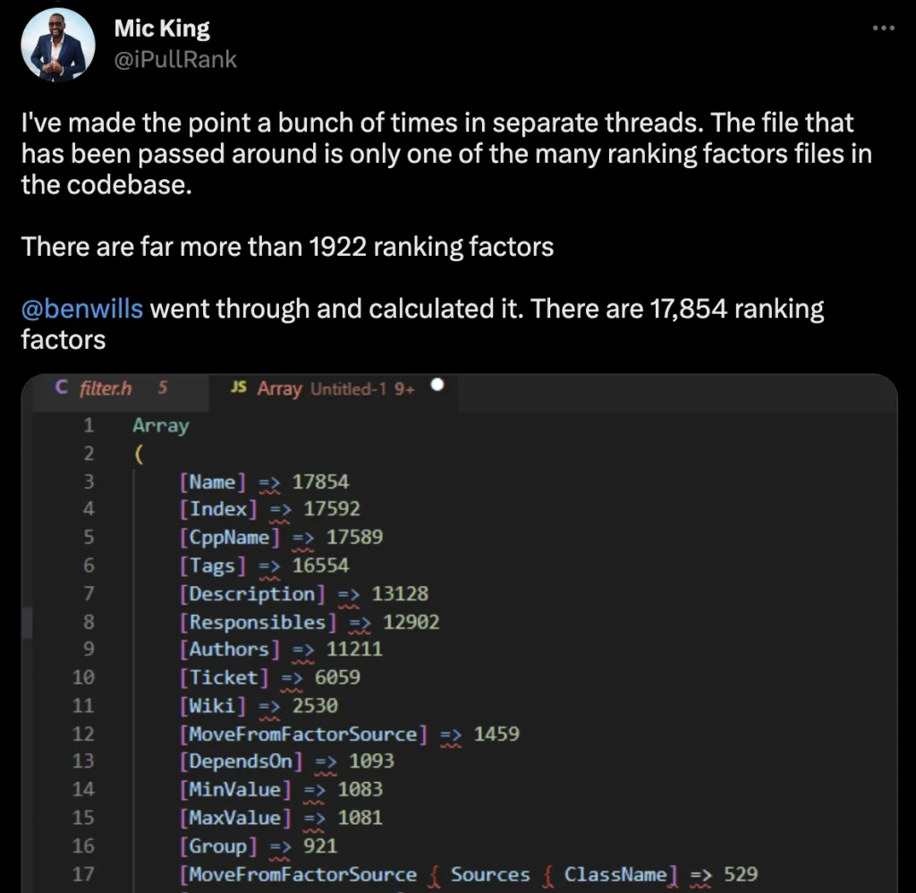 yandex leak ranking factors